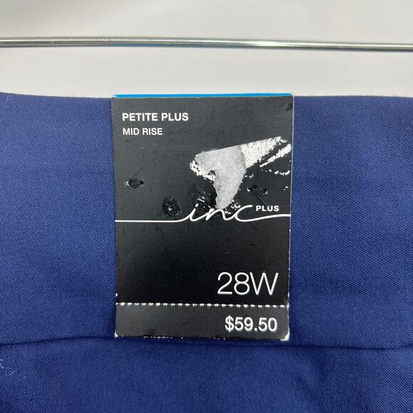 INC Blue Bengaline Shorts Pull On Stretchy Mid Rise Slim Fit Plus Size 28w New - Picture 5 of 9